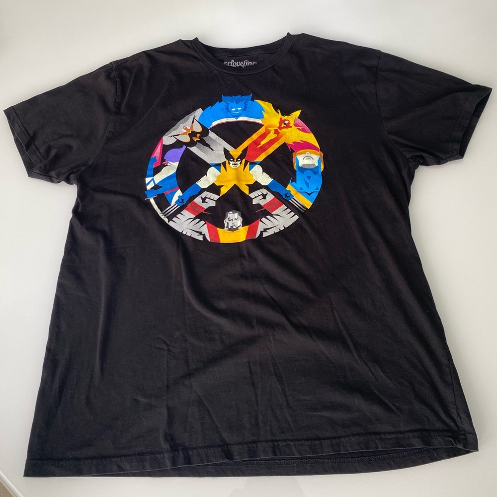 X-MEN Rare T-shirt MARVEL superhero black Wolverine, Storm, Colossus, Rogue L-XL